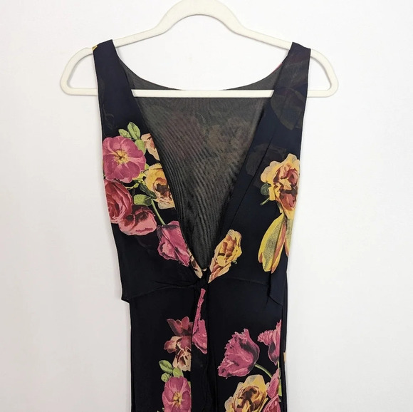 Vintage 80- 90's Y2K LINDISSIMA sz 6 Floral Maxi Gown Dress Open Back Chiffon - Picture 6 of 13